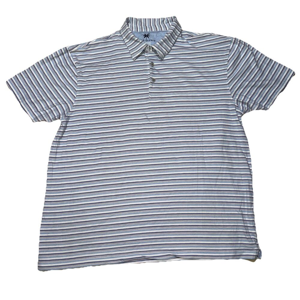 Desert Dunes Striped Polo Shirt Blue White Short Sleeve Men’s XXL Casual Golf
